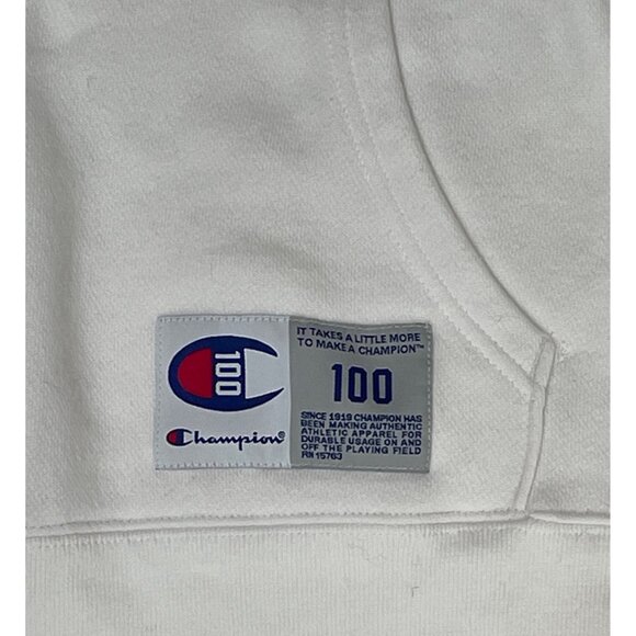 Champion 100 Hoodie Sweatshirt Womens M White Embroidered Century Collection - Picture 4 of 8